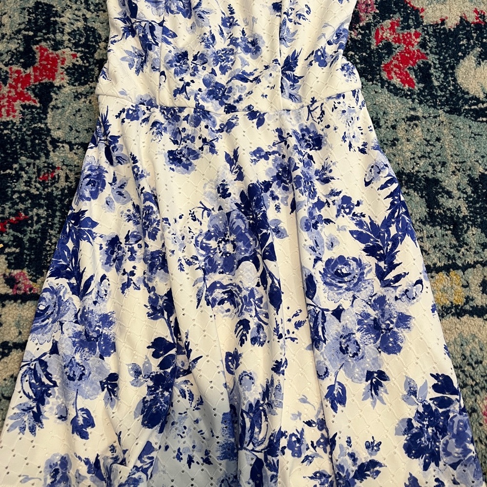 BCX Blue and White Floral Maxi Dress